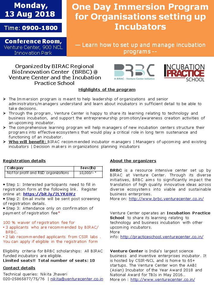 One Day Immersion Program for Organisations setting up Incubators ...